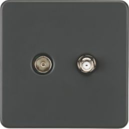 Knightsbridge SF0140AT 2-Gang Isolated Coaxial TV & F-Type Satellite Socket Anthracite