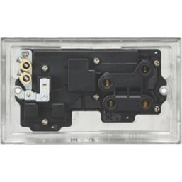 Knightsbridge  45A 2-Gang DP Cooker Switch & 13A DP Switched Socket Brushed Chrome with LED with Black Inserts