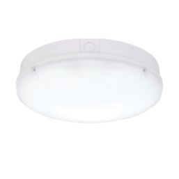 Saxby Forca Outdoor Round LED Bulkhead With Microwave Sensor Gloss White 8/12/15W 1800lm