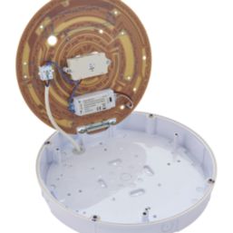 Saxby Forca Outdoor Round LED Bulkhead With Microwave Sensor Gloss White 8/12/15W 1800lm