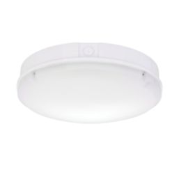 Saxby Forca Outdoor Round LED Bulkhead With Microwave Sensor Gloss White 8/12/15W 1800lm