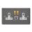 Varilight  13A 2-Gang SP Switched Socket + 3A 45W 2-Outlet Type C USB Charger Graphite Grey with White Inserts