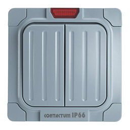 Contactum Weatherproof IP66 20A 2-Gang 1-Way Weatherproof Outdoor Switch with Neon