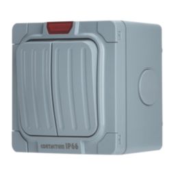 Contactum  IP66 20A 2-Gang 1-Way Weatherproof Outdoor Switch with Neon