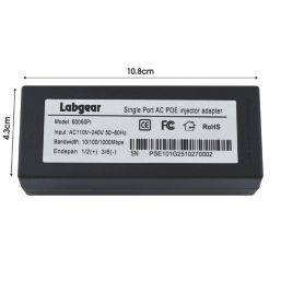 Labgear Gigabit  2 Port PoE+ Power Injector 30W Black