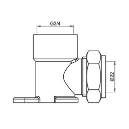 Flomasta  Brass Compression Adapting 90° Wall Plate Elbow 22mm x 3/4"
