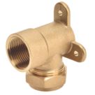 Flomasta  Brass Compression Adapting 90° Wall Plate Elbow 22mm x 3/4"