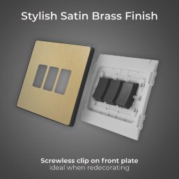 British General Evolve 20A 16AX 3-Gang 2-Way Light Switch  Satin Brass with Black Inserts