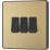 British General Evolve 20A 16AX 3-Gang 2-Way Light Switch  Satin Brass with Black Inserts