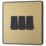 British General Evolve 20A 16AX 3-Gang 2-Way Light Switch  Satin Brass with Black Inserts