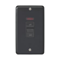 MK Contoura 50A 2-Gang DP Control Switch Black with Neon with Colour-Matched Inserts