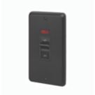 MK Contoura 50A 2-Gang DP Control Switch Black with Neon with Colour-Matched Inserts