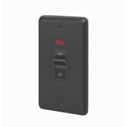 MK Contoura 50A 2-Gang DP Control Switch Black with Neon with Colour-Matched Inserts