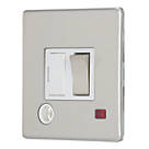 Contactum Lyric 13A Switched Fused Spur & Flex Outlet with Neon Brushed Steel with White Inserts