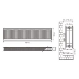 Flomasta 500mm x 1800mm 9038BTU White Type 22 Convector Radiator