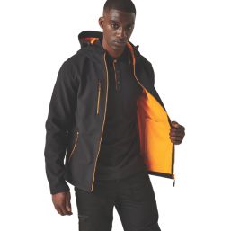 Regatta Navigate  2-Layer Hooded Jacket Black/Orange Pop Small 37.5" Chest