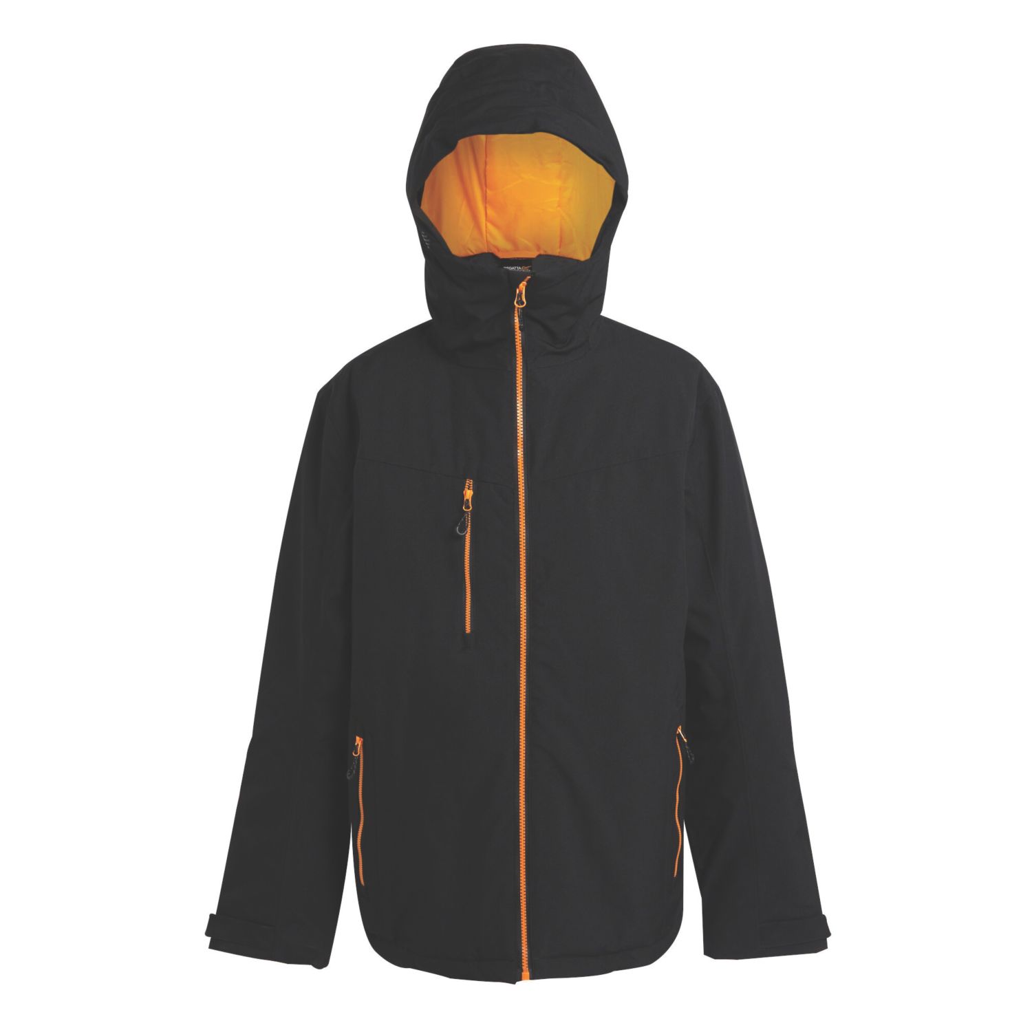 Regatta Navigate 100% Waterproof Jacket Black/Orange Pop Small Size 37.5" Chest (993VF)