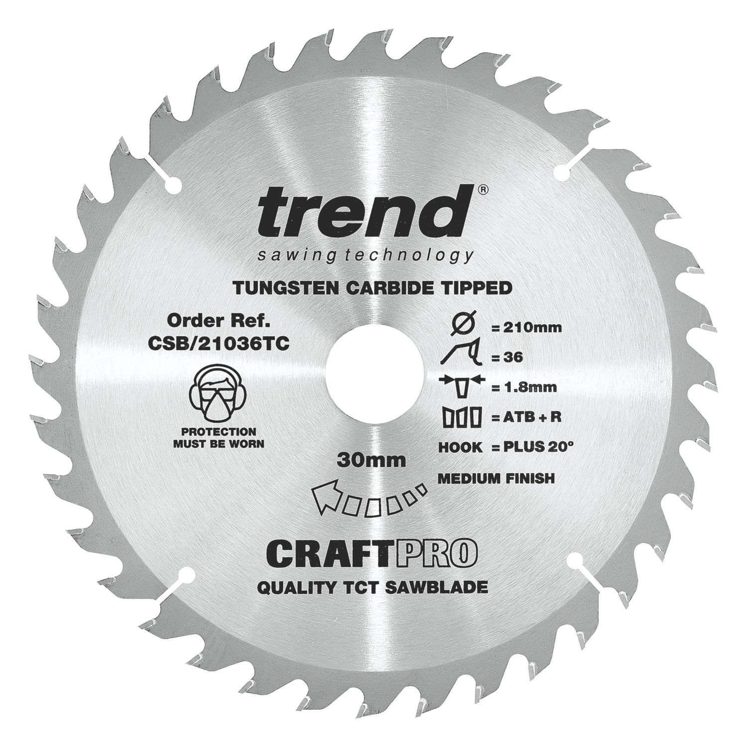 Trend CSB/21036TC Wood Thin Kerf Circular Saw Blade for Cordless Saws 210mm x 30mm 36T (993XG)