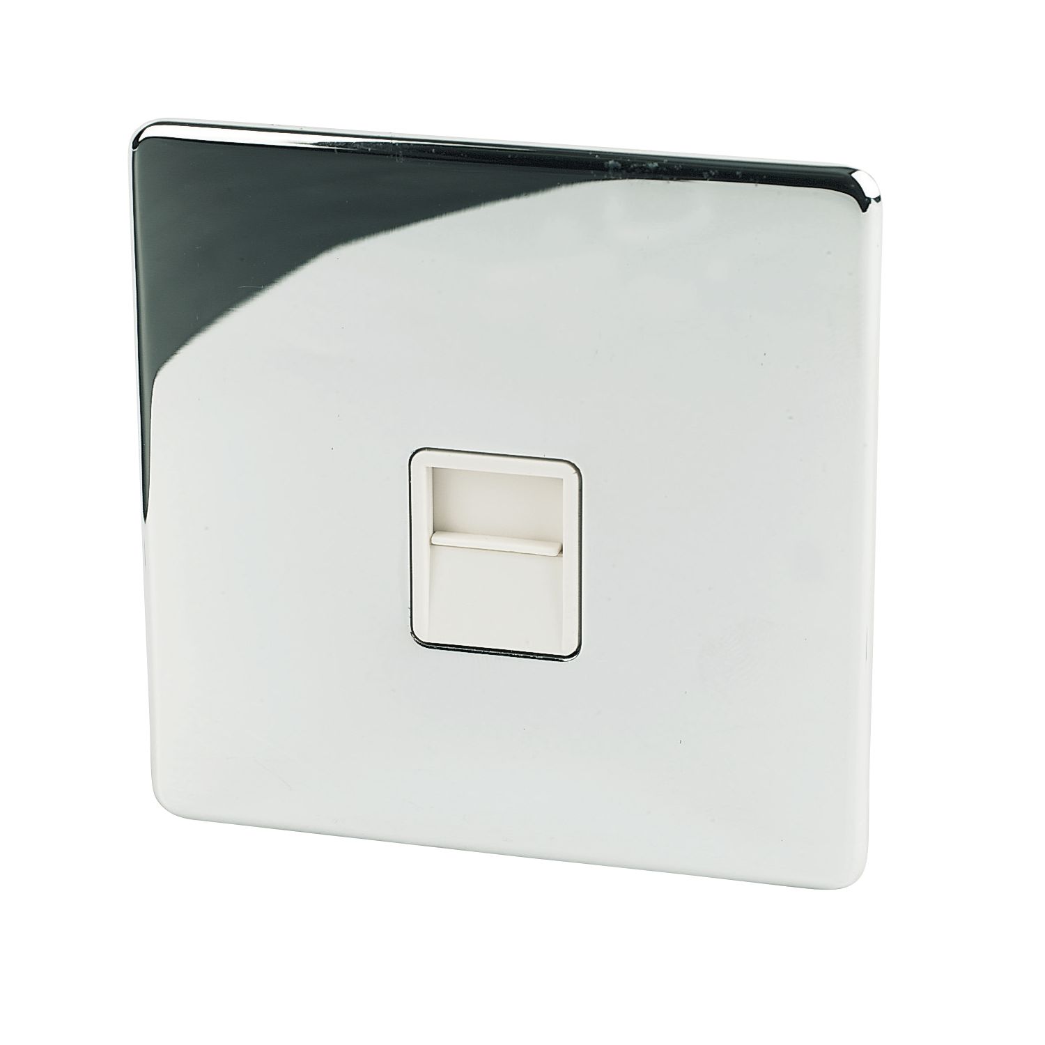 Crabtree Platinum 1-Gang Slave Telephone Socket Polished Chrome with White Inserts (99449)
