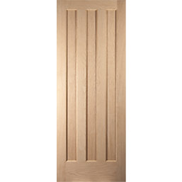 Jeld-Wen Aston Unfinished Oak Veneer Wooden 3-Panel Internal Door 2040mm x 726mm
