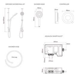 Aqualisa Optic Q HP/Combi Ceiling-Fed Chrome Thermostatic Single Outlet Exposed Smart Shower with Adjustable Head