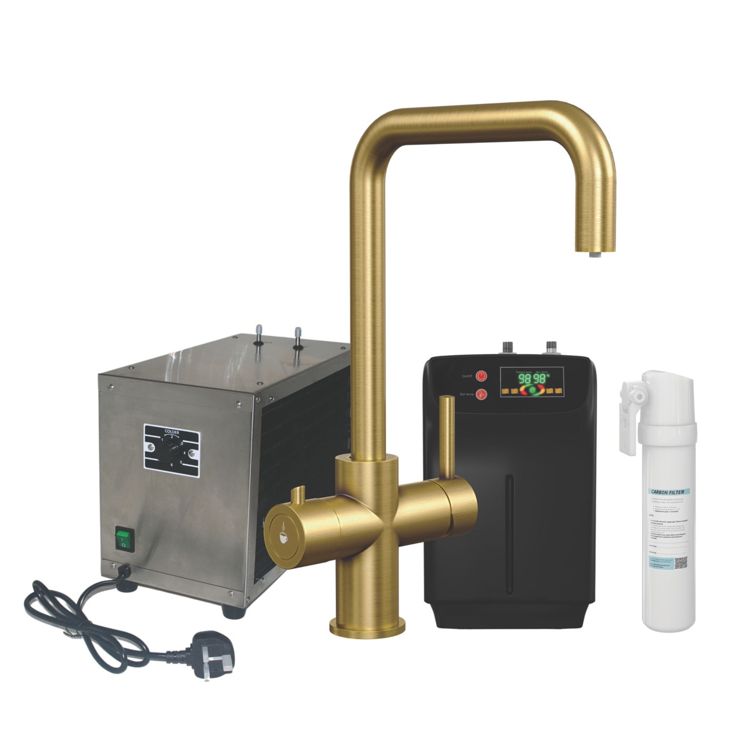 ETAL Elise 4-in-1 Instant Boiling Water Tap with Chiller Unit Brushed Gold (994AX)