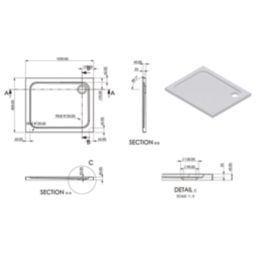 Essentials Rome Rectangular Shower Tray Gloss 1000mm x 800mm x 45mm