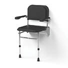 Nymas Wall-Mounted Premium Padded Shower Seat with Back Rest Black