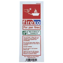 Firexo  Non Photoluminescent Pan Fire Extinguisher Sachet Sign  200mm x 80mm