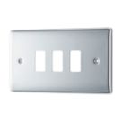 British General Nexus Metal Grid 3-Module Grid Faceplate Polished Chrome