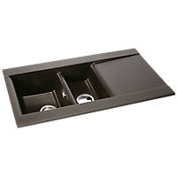 Abode Aspekt 1.5 Bowl Granite Composite Kitchen Sink Metallic Black Reversible 950 x 540mm