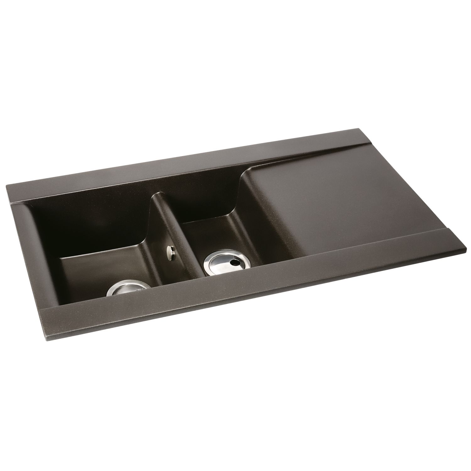 Abode Aspekt 1.5 Bowl Granite Composite Kitchen Sink Metallic Black Reversible 950mm x 540mm (994RK)