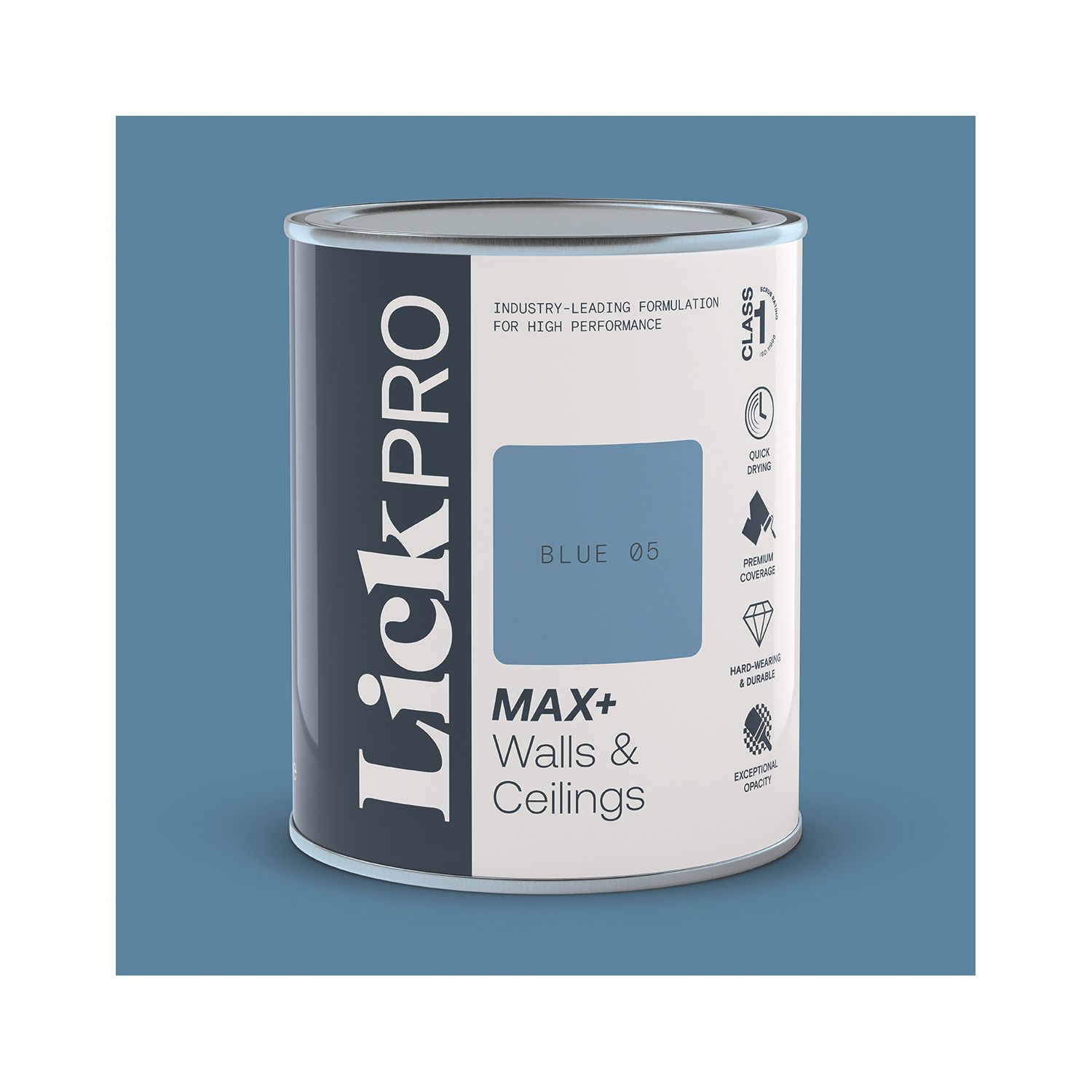 LickPro Max+ 1Ltr Blue 05 Matt Emulsion Paint (994TM)