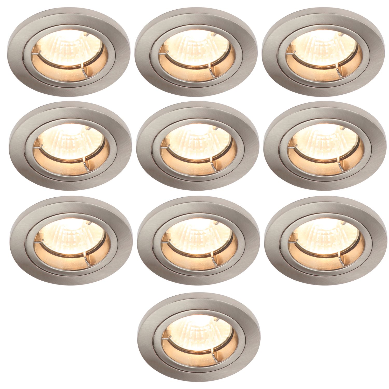 Electralite Yate Fixed Fire Rated Downlights Satin Chrome 10 Pack (994VJ)