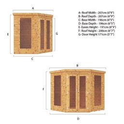 Mercia Premier Corner 6' 6" x 6' 6" (Nominal) Pent Timber Summerhouse
