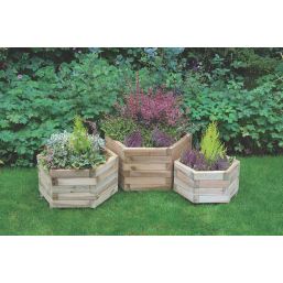 Forest York Hexagonal Planter Set Natural Wood 520mm x 600mm x 330mm 3 Pieces
