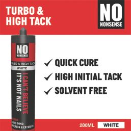 No Nonsense I Can't Believe It's Not Nails Solvent-Free High Tack & Turbo Multi-Purpose Grab Adhesive White 280ml