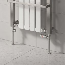 Reina Modal TRV 15mm x 15mm Brushed Straight & L/S Designer Thermostatic Radiator Valve & Lockshield