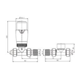 Reina Modal TRV 15mm x 15mm Brushed Straight & L/S Designer Thermostatic Radiator Valve & Lockshield