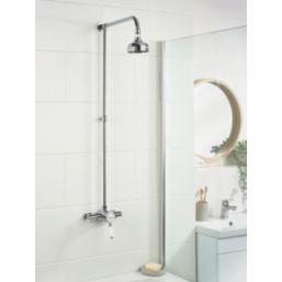 Bristan Colonial HP/Combi Flexible Exposed Chrome-Plated Thermostatic Shower Valve with Rigid Riser