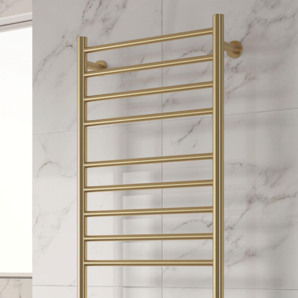 Reina 800mm x 500mm 358BTU Brass Flat Electric Towel Radiator
