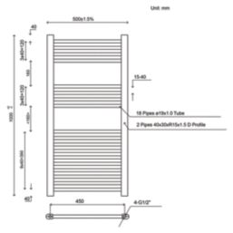 Flomasta 1000mm x 500mm 1522BTU White Flat  Towel Radiator