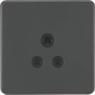 Knightsbridge  5A 1-Gang Unswitched Socket Anthracite with Black Inserts