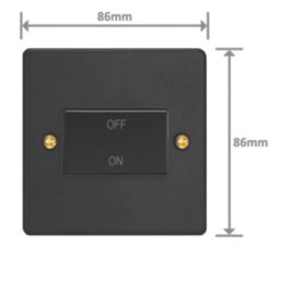 Varilight  10A 1-Gang 3-Pole Fan Isolator Switch Matt Black  with Colour-Matched Inserts