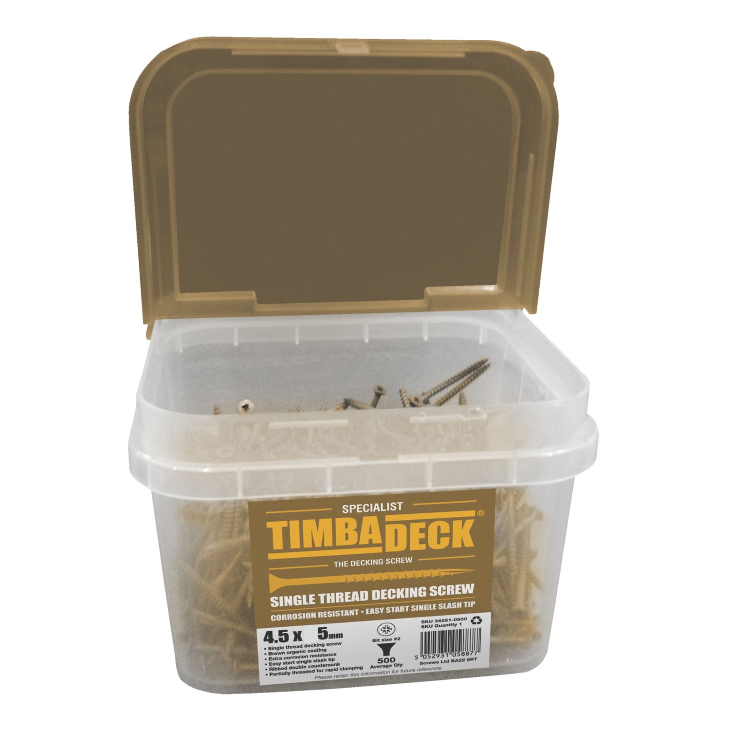 Timbadeck PZ Double-Countersunk Decking Screws 4.5mm x 75mm 500 Pack (99621)
