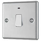 LAP  20A 1-Gang DP Control Switch Brushed Stainless Steel with Neon with White Inserts