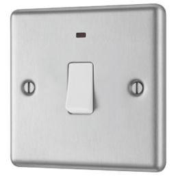 LAP  20A 1-Gang DP Control Switch Brushed Stainless Steel with Neon with White Inserts