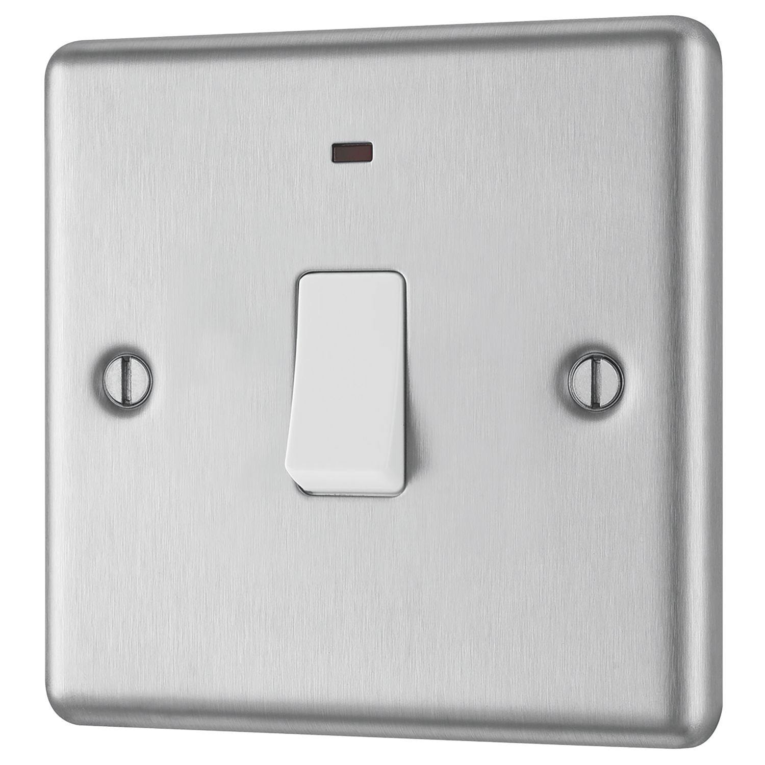 LAP 20A 1-Gang DP Control Switch Brushed Stainless Steel with Neon with White Inserts (99690)