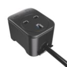 Masterplug 13A 1-Gang Unswitched Surge-Protected Extension Lead
 + 3A 2-Outlet Type C USB Charger Matt Black 2m