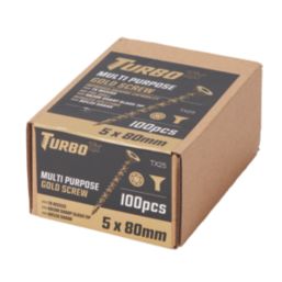 Turbo TX  TX Double-Countersunk  Multipurpose Screws 5mm x 80mm 100 Pack